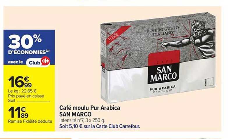 Café moulu Pur Arabica SAN MARCO