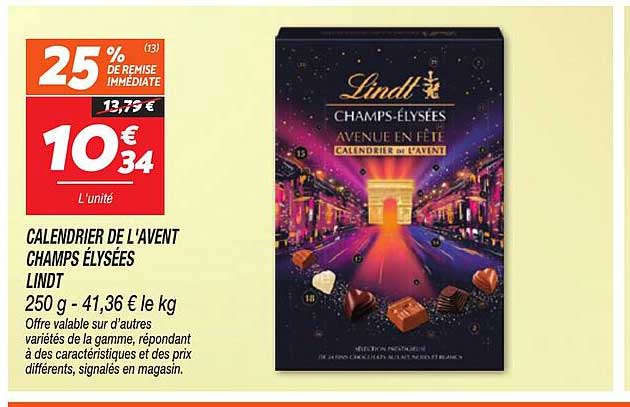 CALENDRIER DE L'AVENT CHAMPS ÉLYSÉES LINDT