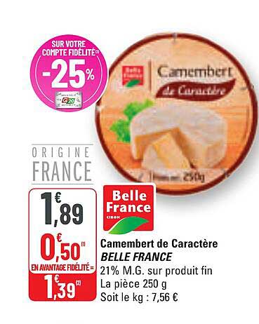 Camembert de Caractère BELLE FRANCE