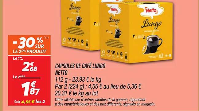 CAPSULES DE CAFÉ LUNGO