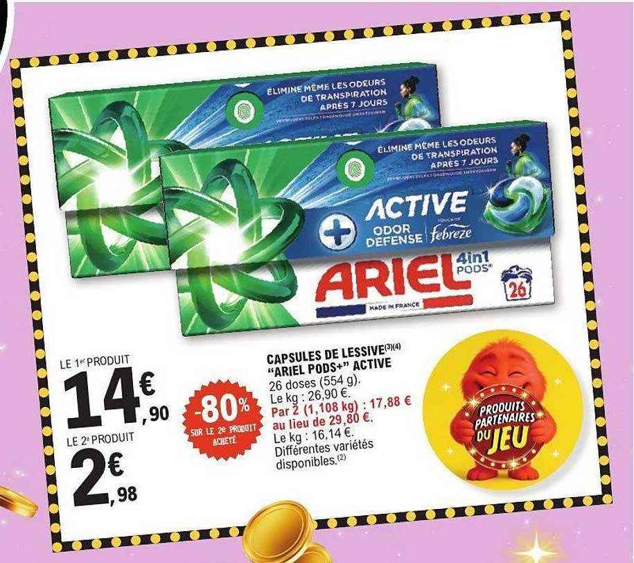 CAPSULES DE LESSIVE "ARIEL PODS+" ACTIVE