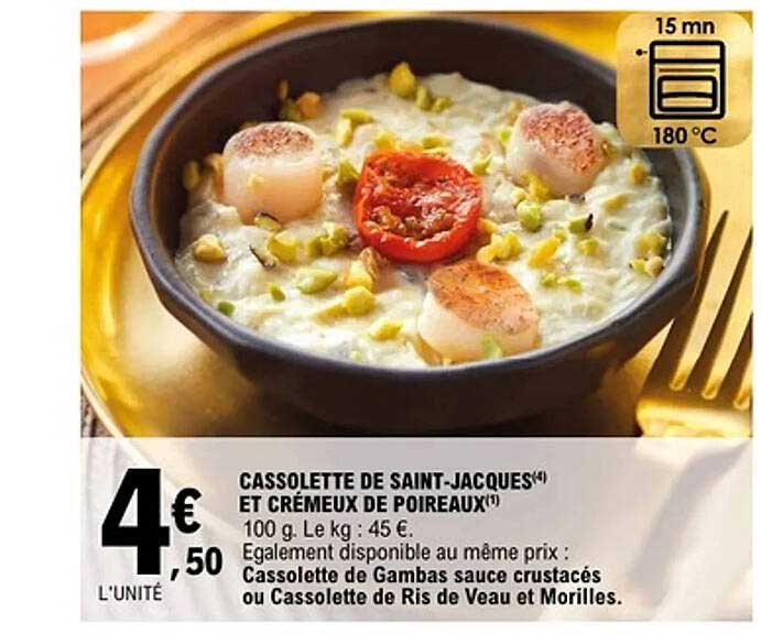 CASSOLETTE DE SAINT-JACQUES ET CRÉMEUX DE POIREAUX