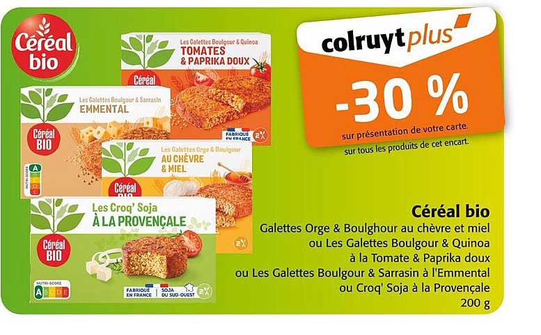 Céréal bio -30 %