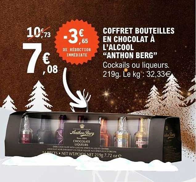 COFFRET BOUTEILLES EN CHOCOLAT À L'ALCOOL "ANTHON BERG"
