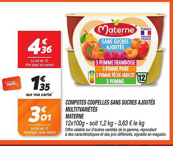 COMPOTES COUPELLES SANS SUCRES AJOUTÉS MULTIVARIÉTÉS MATERNELLE