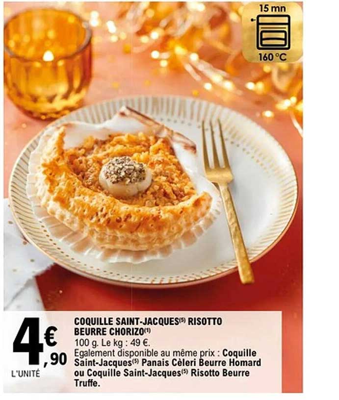 COQUILLE SAINT-JACQUES(5) RISOTTO BEURRE CHORIZO(1)