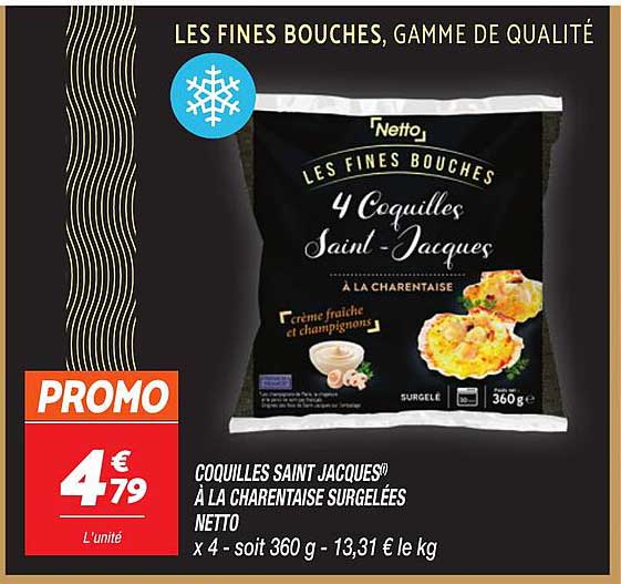 COQUILLES SAINT JACQUES® À LA CHARANTAISE SURGELÉES NETTO