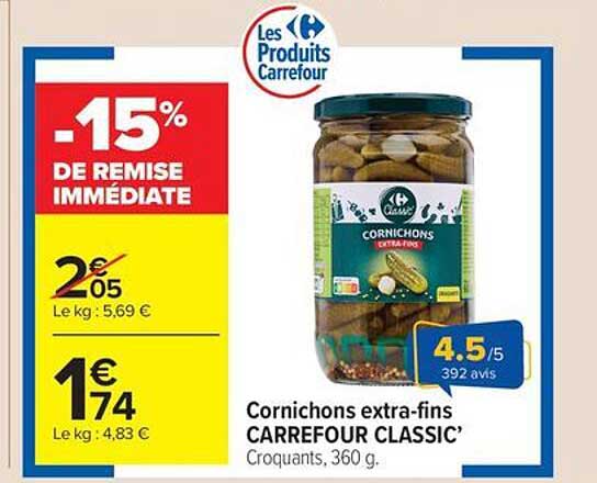 Cornichons extra-fins CARREFOUR CLASSIC’