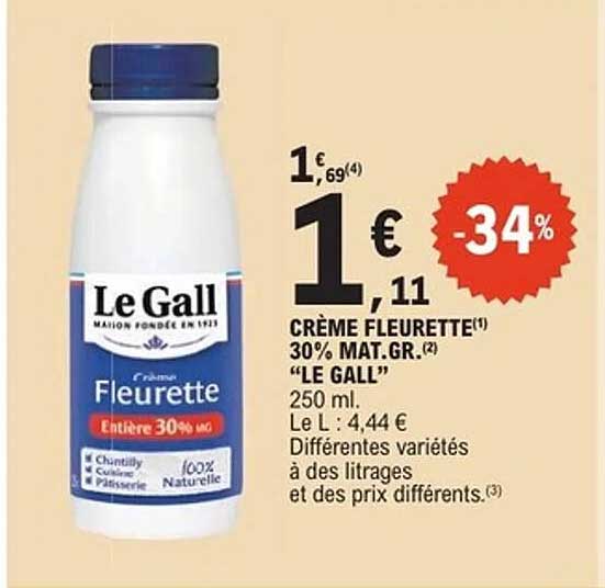 CRÈME FLEURETTE 30% MAT.GR. 'LE GALL'
