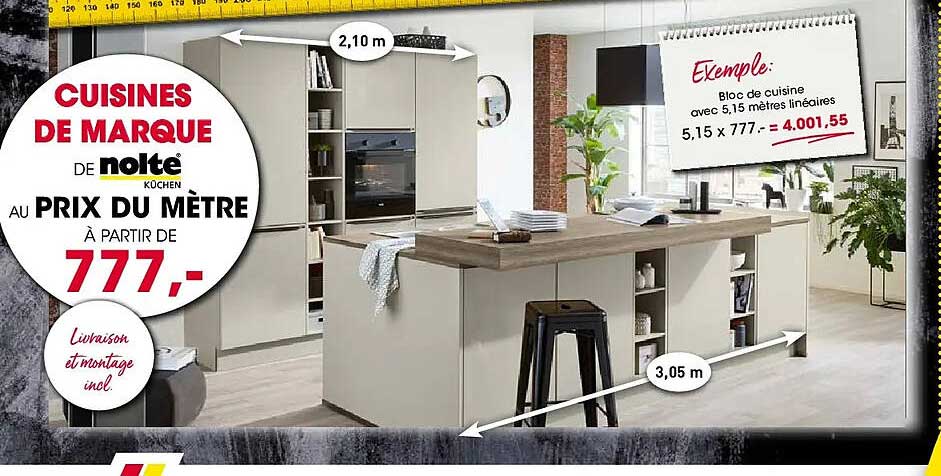 CUISINES DE MARQUE DE nolte AU PRIX DU MÈTRE À PARTIR DE 777.-