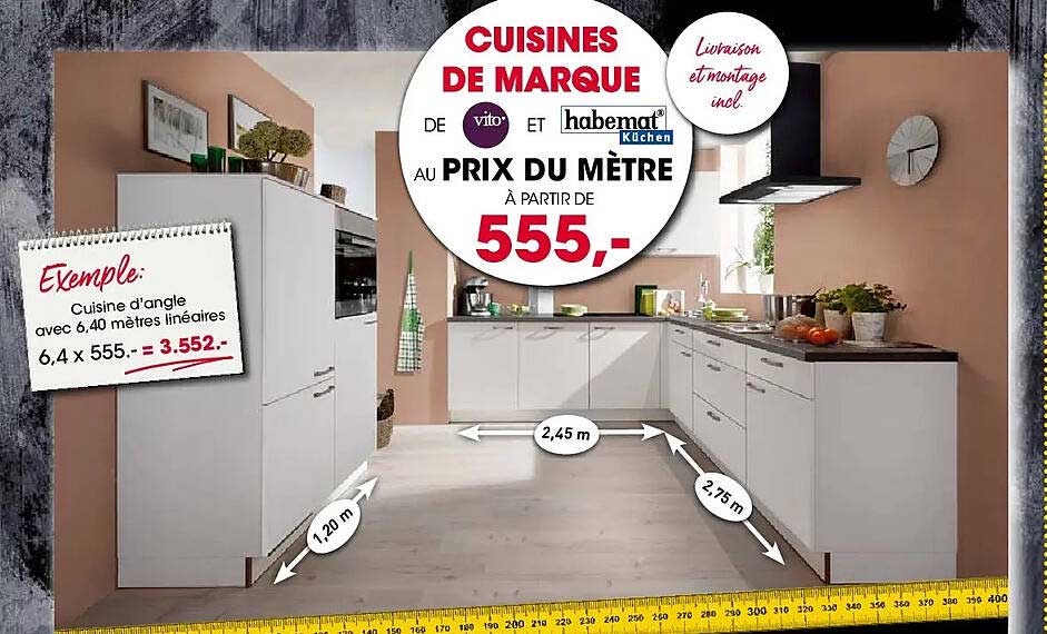 CUISINES DE MARQUE DE vitra ET habemat AU PRIX DU MÈTRE À PARTIR DE 555,-