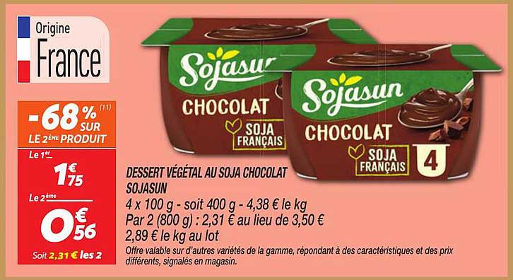 DESSERT VÉGÉTAL AU SOJA CHOCOLAT SOJASUN