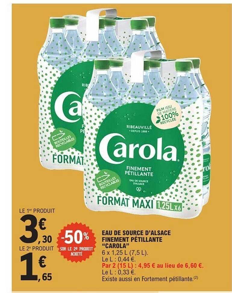 EAU DE SOURCE D'ALSACE FINEMENT PETILLANTE "CAROLA"