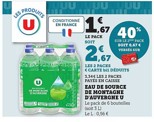 EAU DE SOURCE DE MONTAGNE D'AUVERGNE U