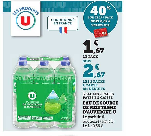 EAU DE SOURCE DE MONTAGNE D'AUVERGNE U