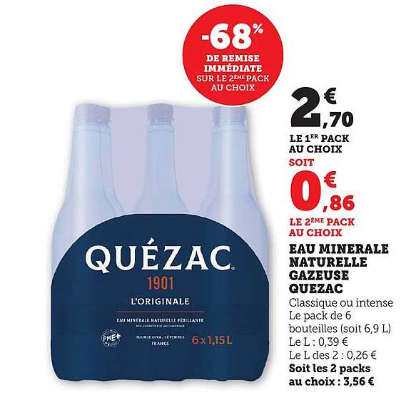 EAU MINERALE NATURELLE GAZEUSE QUEZAC