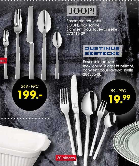 Ensemble couverts JOOP! Inox satiné, convient pour lave-vaisselle