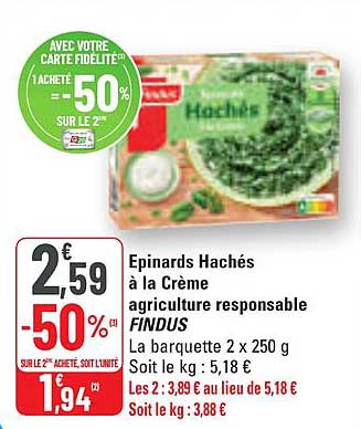 Epinards Hachés à la Crème agriculture responsable FINDUS