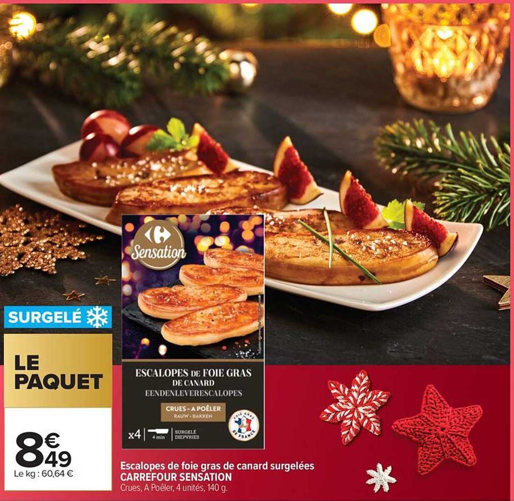 Escalopes de foie gras de canard surgélées