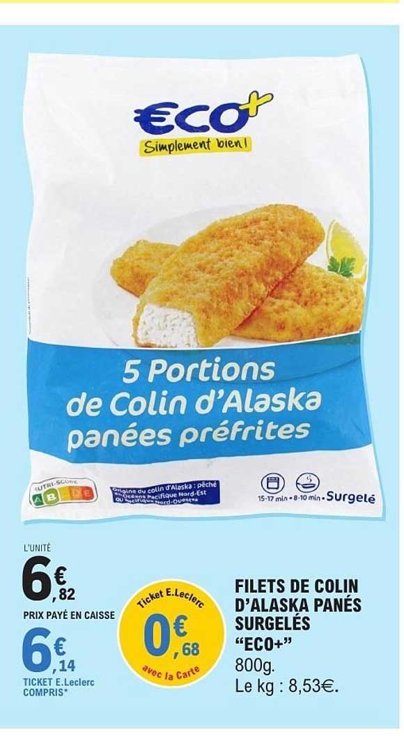 Filets de Colin d’Alaska panés surgelés "ECO+"