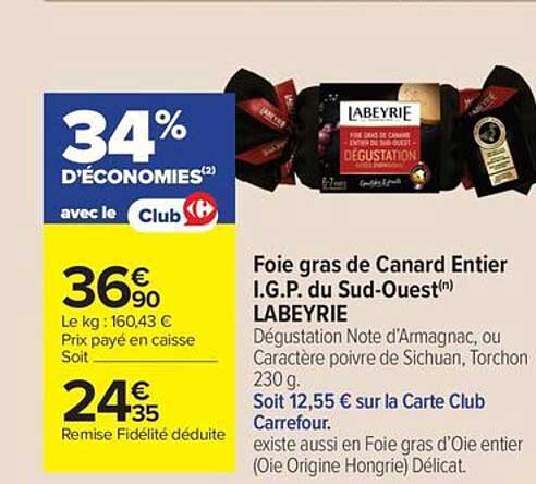 Foie gras de Canard Entier I.G.P. du Sud-Ouest(n) LABEYRIE