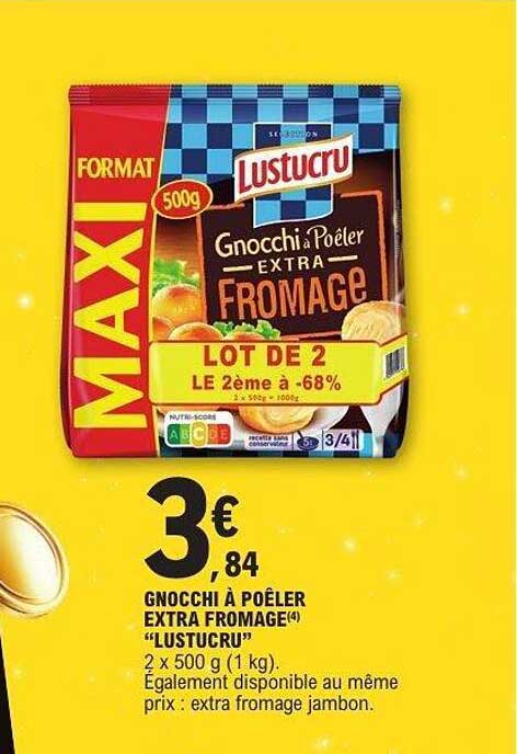 Gnocchi à poêler extra fromage "Lustucru" Lot de 2