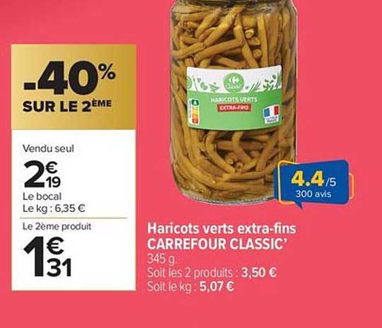 Haricots verts extra-fins CARREFOUR CLASSIC’