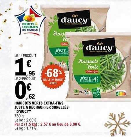 HARICOTS VERTS EXTRA-FINS JUSTE À RÉCHAUFFER SURGELÉS D'AUCY