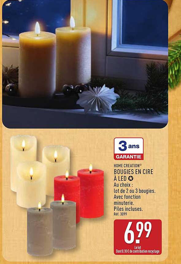 HOME CREATION® BOUGIS EN CIRE À LED