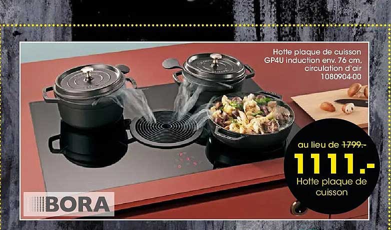 Hotte plaque de cuisson GP4U induction env. 76 cm. circulation d'air