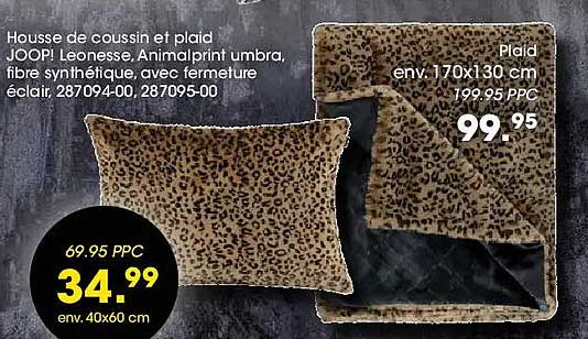 Housse de coussin et plaid JOOP! Leonesse. Animalprint umbra.