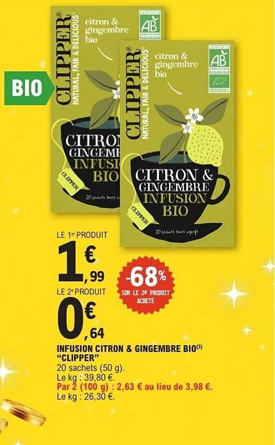 INFUSION CITRON & GINGEMBRE BIO "CLIPPER"