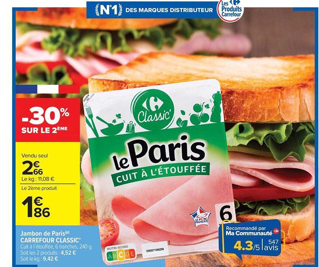 Jambon de Paris Carrefour Classic