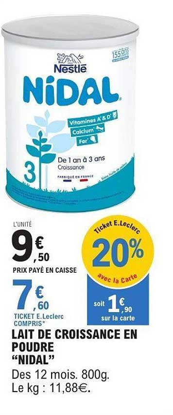 LAIT DE CROISSANCE EN POUDRE “NIDAL”