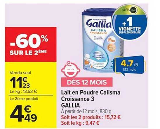 Lait en Poudre Calisma Croissance 3 GALLIA