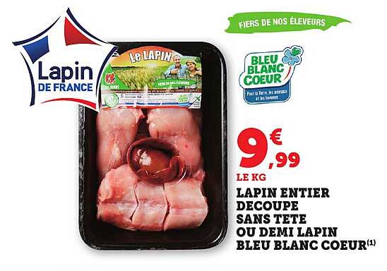 LAPIN ENTIER DECOUPE SANS TETE OU DEMI LAPIN BLEU BLANC COEUR