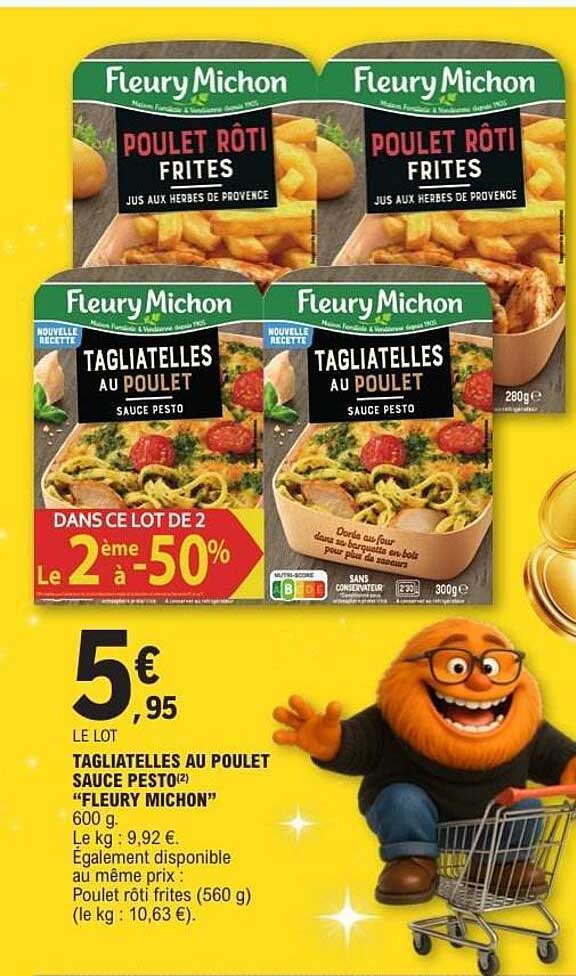 LE LOT TAGIATELLES AU POULET SAUCE PESTO FLEURY MICHON