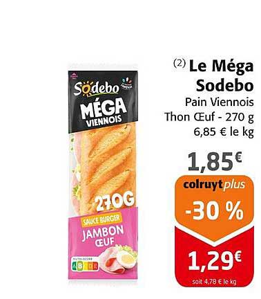 Le Méga Sodebo Pain Viennois Thon Œuf - 270 g