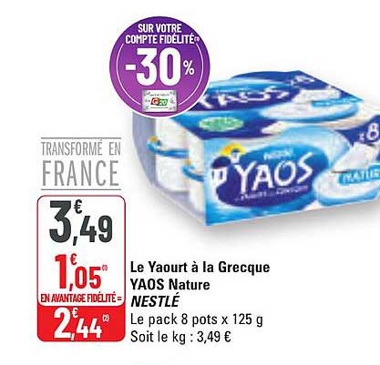 Le Yaourt à la Grecque YAOS Nature NESTLÉ
