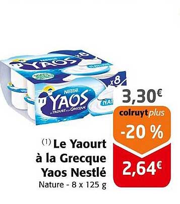 Le Yaourt à la Grecque Yaos Nestlé Nature - 8 x 125 g