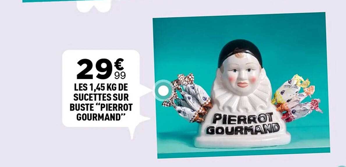 LES 1,45 KG DE SUCETTES SUR BUSTE “PIERROT GOURMAND”