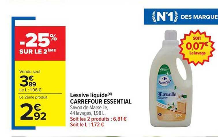 Lessive liquide(d) CARREFOUR ESSENTIAL
