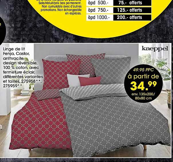 Linge de lit Fenja, Castor, anthracite, design réversible
