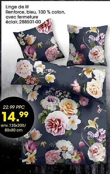 Linge de lit Renforce, bleu, 100 % coton, avec fermeture éclair, 288501-00