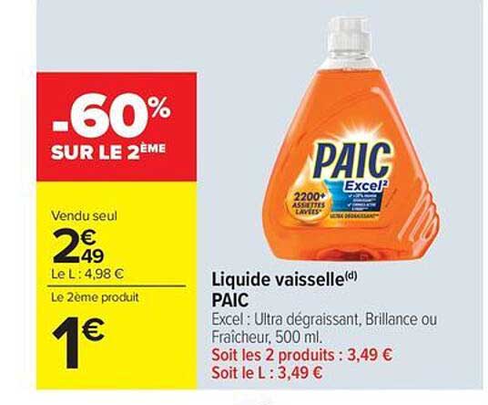 Liquide vaisselle PAIC Excel