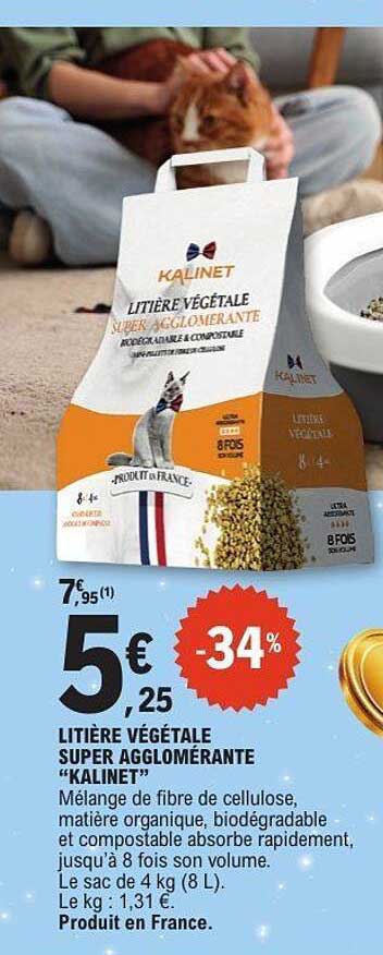 LITIÈRE VÉGÉTALE SUPER AGGLOMÉRANTE "KALINET"