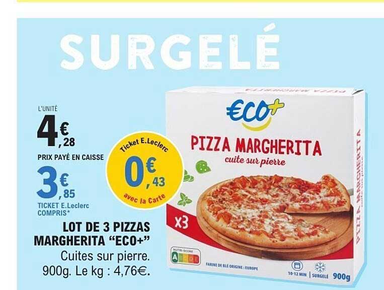 LOT DE 3 PIZZAS MARGHERITA "ECO+"