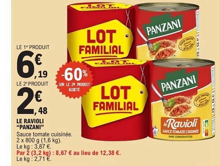 LOT FAMILIAL LE RAVIOLI "PANZANI"
