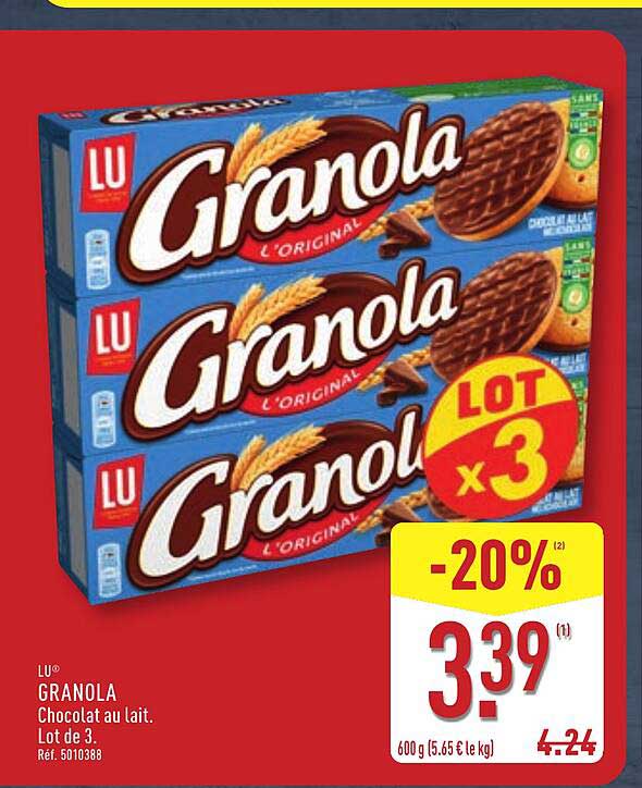 LU® GRANOLA Chocolat au lait. Lot de 3