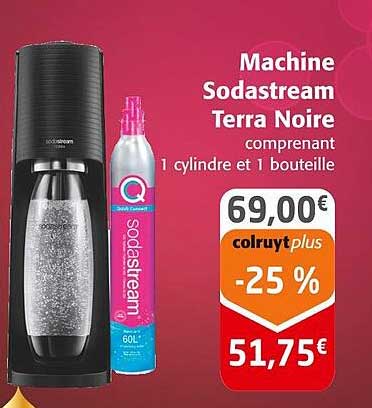 Machine Sodastream Terra Noire comprenant 1 cylindre et 1 bouteille